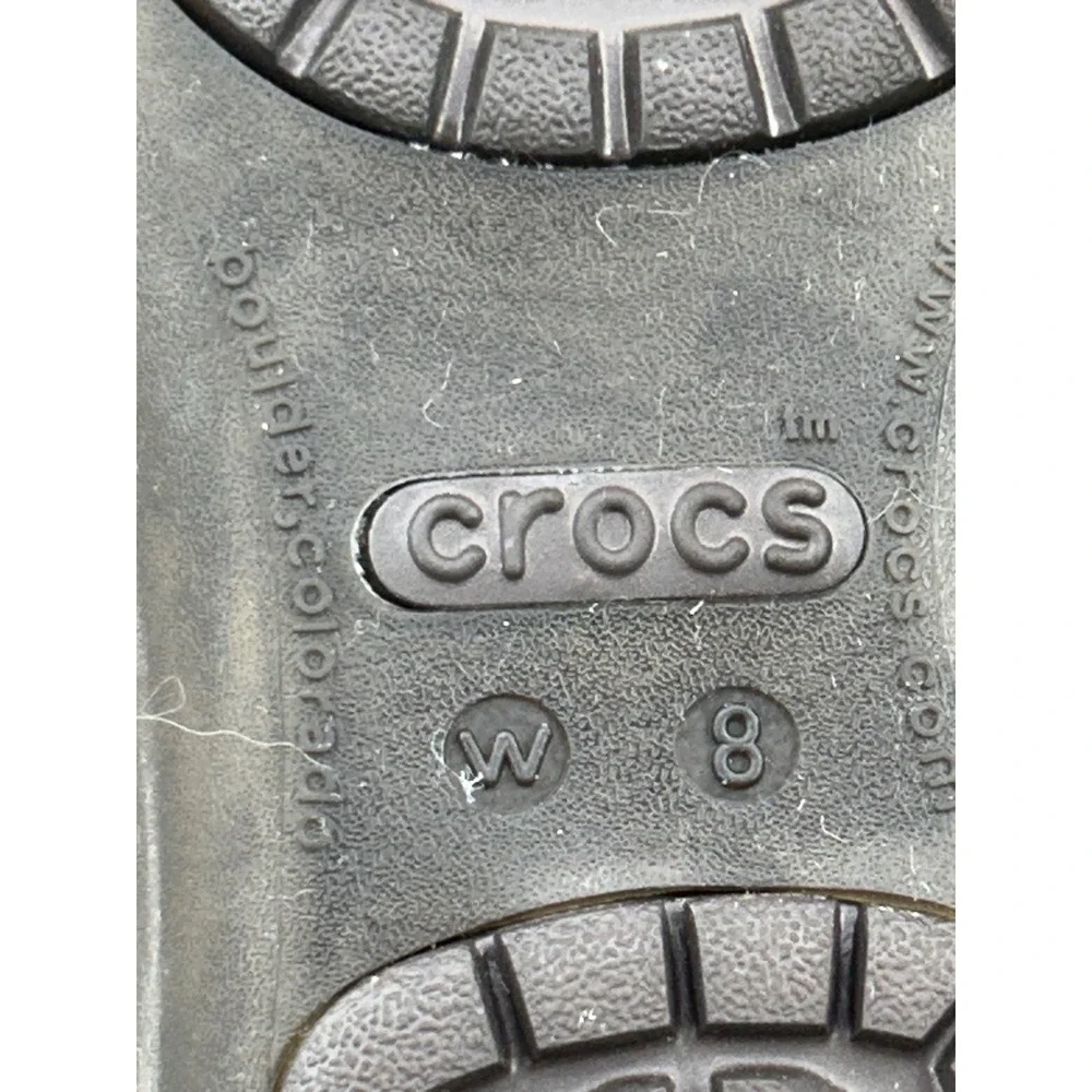 Crocs Adrina III Mini Wedge Espresso Brown Floral Cut Out Sandals Women Sz 8